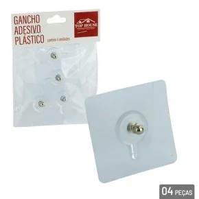 Gancho de Metal 4 Pç Adesivo Parafuso Transparente Atacado