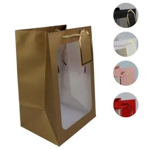 Sacola de Papel 30x20cm Com Visor Color Atacado