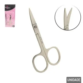 Tesoura de Unha Inox 8,5cm Ponta Curva Dourada Atacado
