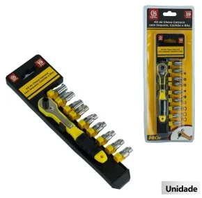 Jogo de Chave Catraca 19 Pçs Intercambiável Atacado