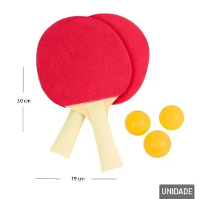 Kit Raquete Ping Pong com 3 Bolinhas Atacado