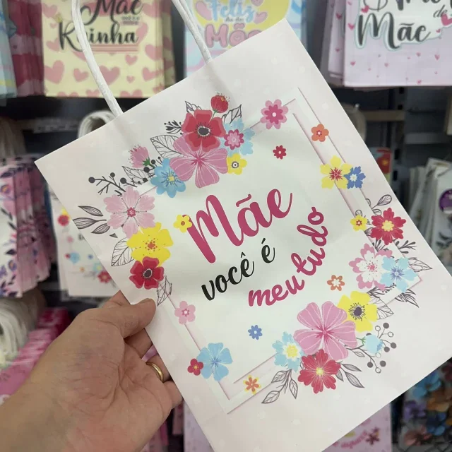Kit C/24 Sacolas de papel dia das mães Atacado