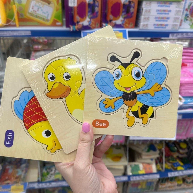 Kit C/12 quebra cabeça de MDf animais em inglês Atacado