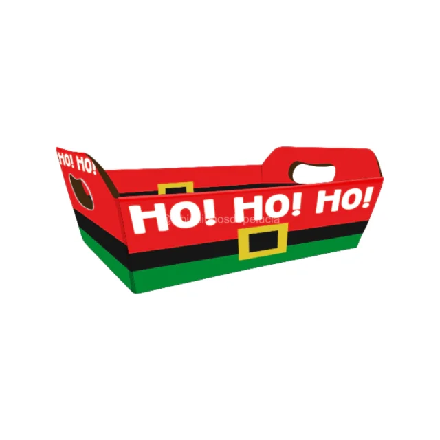 Cesta de Papel Cartão M Ho Ho Ho com Cinto (Desmontada) Atacado