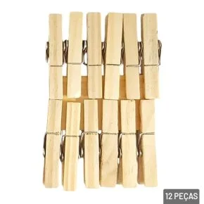 Prendedor de Madeira 12 Peças 9cm Atacado