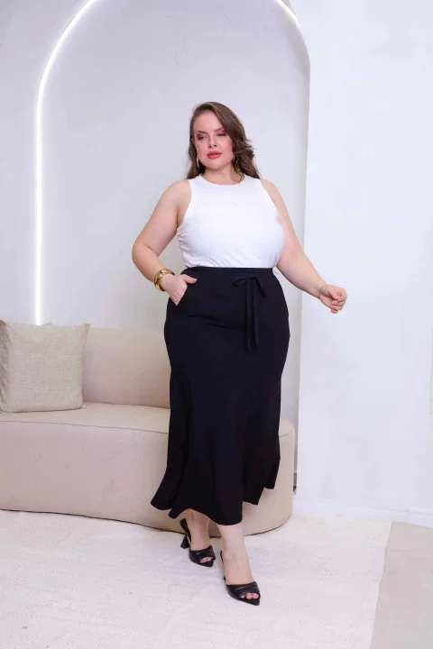 SAIA LONGA COM BOLSO LISA Atacado para Revenda