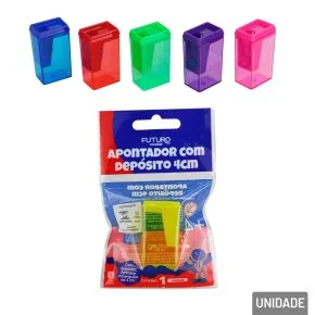 Apontador de Plástico Simples com Depósito Color Atacado