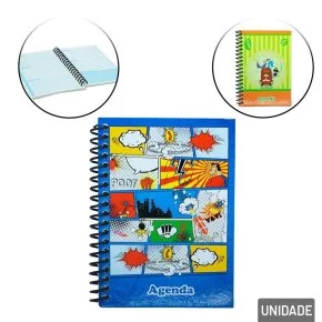 Agenda Permanente 128 FL Espiral Estampas Sortidas Atacado