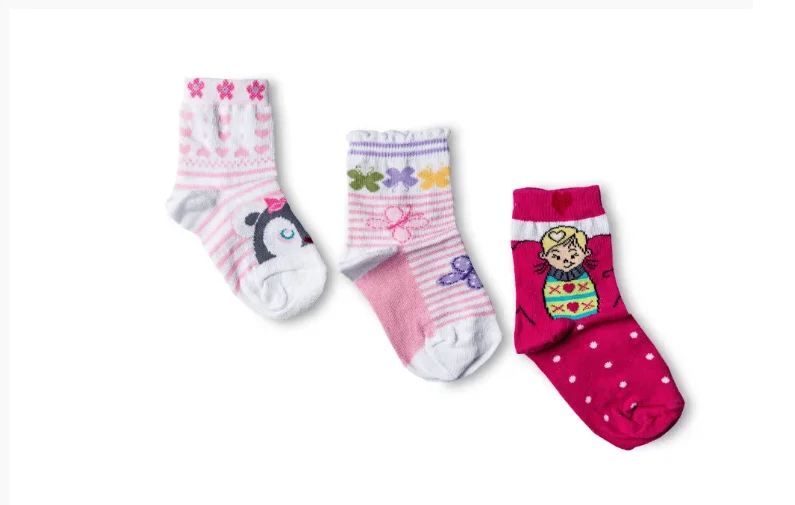 Meia Brando Infantil em Algodão Menina 01 Kit C/3 Atacado