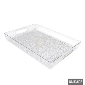 Bandeja Decorativa de Plástico 23x33cm Cristal Atacado