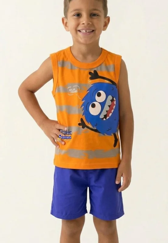 Conjunto Masculino Regata Estampa 3D Atacado