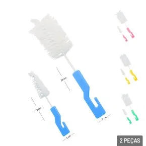 Escova de Limpeza para Garrafa Plástico 2 Pç Color Atacado