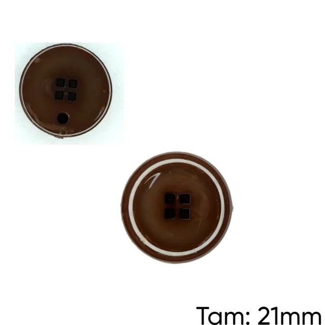 Botão Massa 4 Furos Marrom - PCT/ 12 UNIDADES - BT3211M Atacado