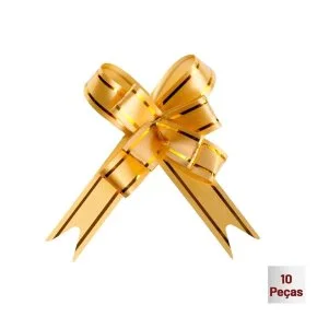 Laço para Presente 10 Pçs 1,2x24cm Liso Ouro Atacado