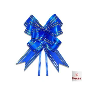 Laço para Presente 10 Pçs 1,2x24cm Linhas Azul Atacado