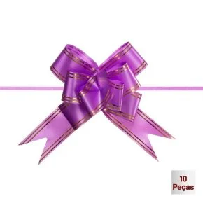 Laço para Presente 10 Pçs 1,2x24cm Linhas Lilás Atacado