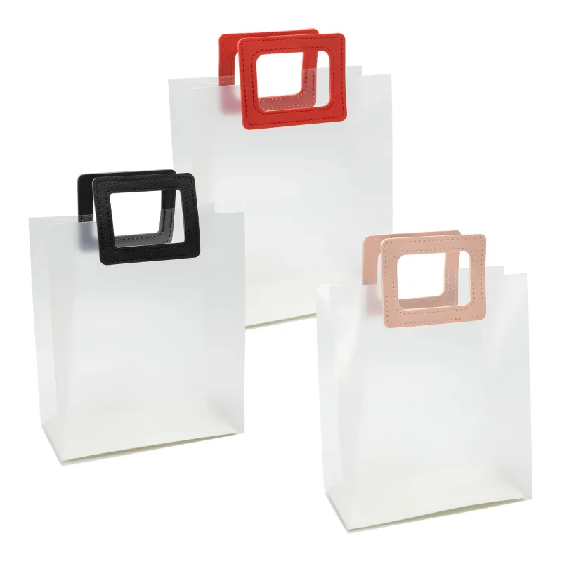 Sacola Transparente PVC Alça Quadrada - Pacote com 10 unidades - Tamanho M Atacado para Revenda