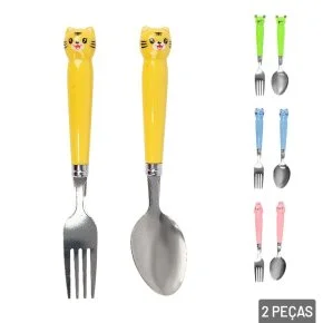 Kit Talher Inox 2 Peças Infantil Sortidos Atacado