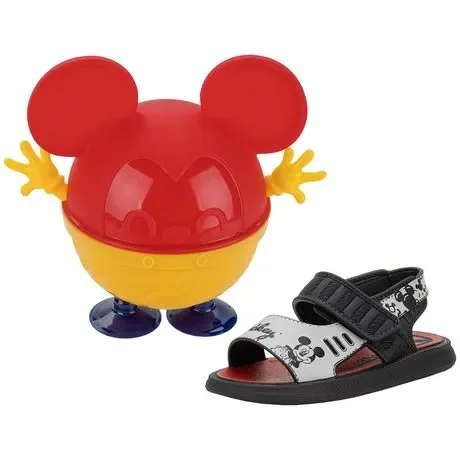 Kit Sandália Infantil Baby Disney Lunch Time Grendene Kids 23271 Preto/Cinza Atacado