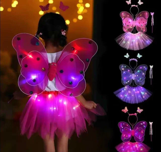 Kit C/12 Fantasia Infantil Borboleta com Luzes Atacado