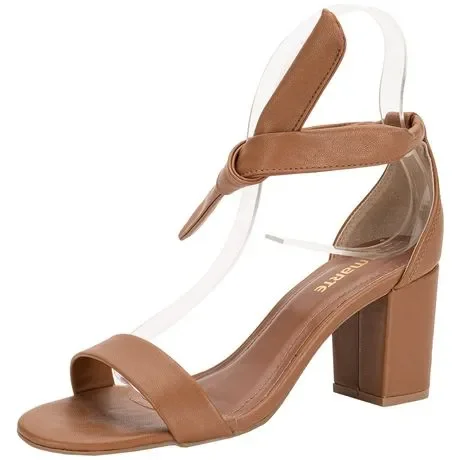 Sandália Feminina Salto Grosso Via Marte 115007 Caramelo Atacado