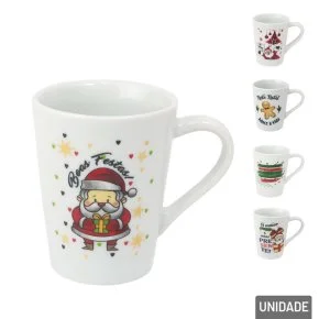 Caneca de Porcelana 220ml Frases Natalinas Sortida Atacado
