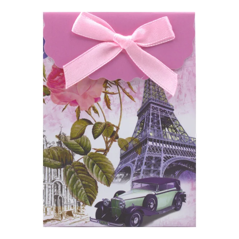 Sacola de Papel para Presente P - Com Velcro e Laço - 7,5x10,5x4 cm (12 unidades) - Paris Carro Atacado para Revenda