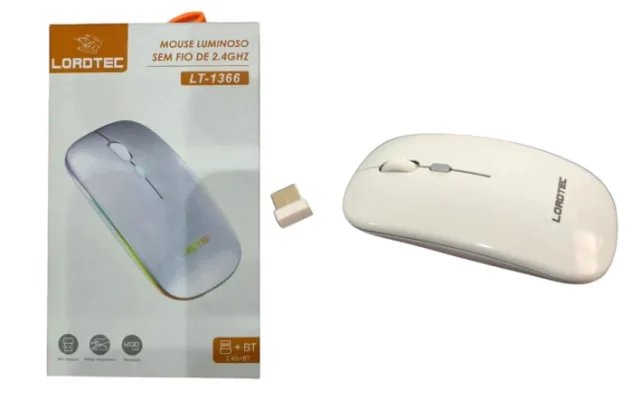 MOUSE SEM FIO LED RGB LT-1366 LORDTEC Atacado