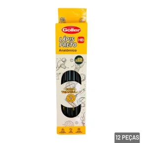 Lápis Grafite HB 12 Peças N°2 Triangular Preto Atacado