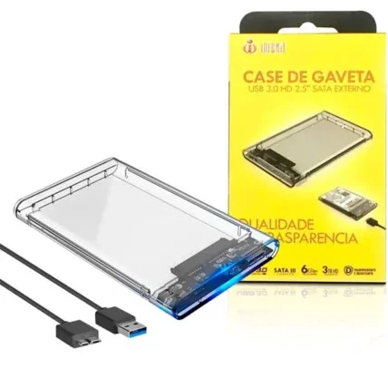 Case Transparente para HD e SSD Sata 2.5" Usb 3.0 5 Gpbs 03046 Infokit - ECASE-320 Atacado