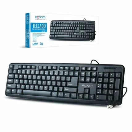 Teclado USB Standard Preto ABNT2 Padrão Brasileiro Exbom - BK-102 Atacado