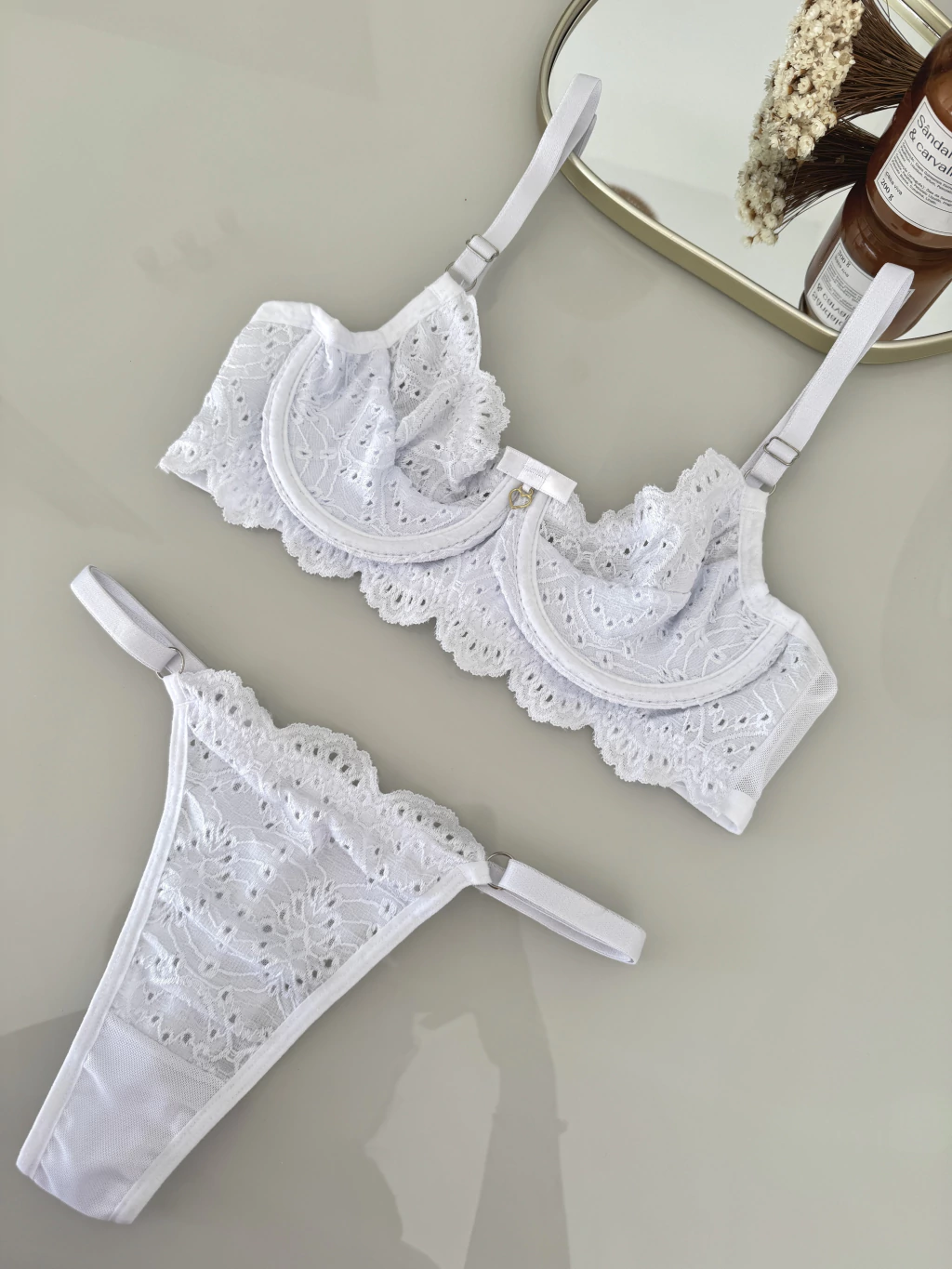 Conjunto Rebeca Renda Lese Branco Atacado