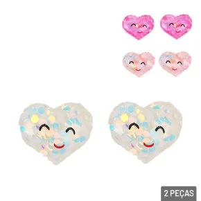 Elástico de Cabelo Infantil 2 Pçs Coração Color Atacado