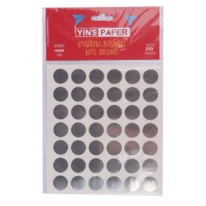 Etiqueta Adesiva 210 Unidades 15mm Redonda Prata Atacado