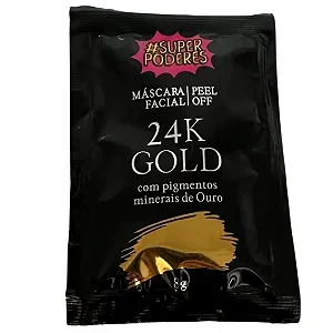 Máscara Facial Peel Off 24K Gold com Pigmentos Minerais de Ouro Sachê 8g Super Poderes MFSP37 Atacado para Revenda