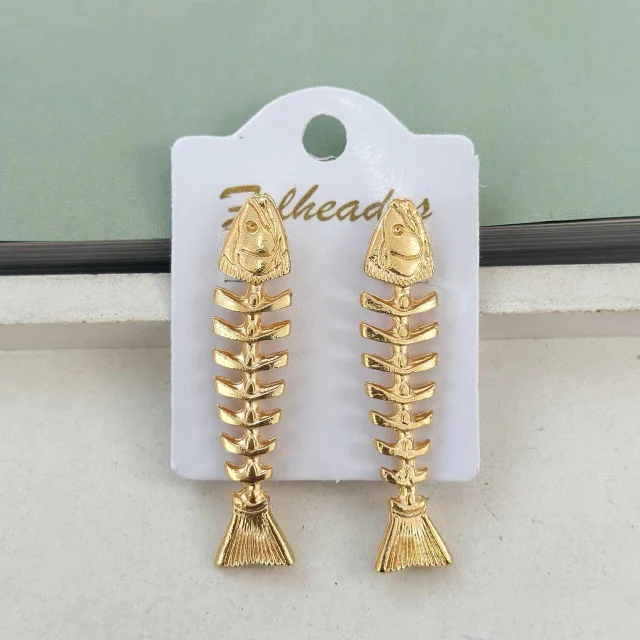 BRINCO FOLHEADO DOURADO ESPINHA DE PEIXE Atacado