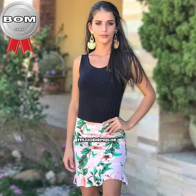 Saia Midi Babado Juvenil Atacado