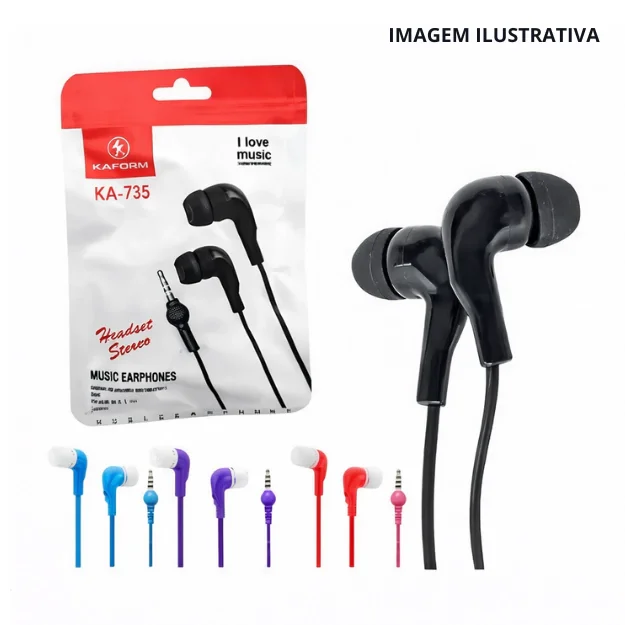 FONE DE OUVIDO SIMPLES SEM MICROFONE KA-835 KA-735 Atacado