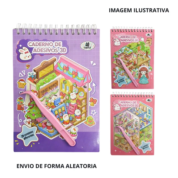 CADERNO DE ADESIVOS 3D XC-QD-20 Atacado