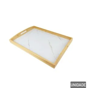 Bandeja Decorativa de Madeira 45x33cm Marmorizada Atacado