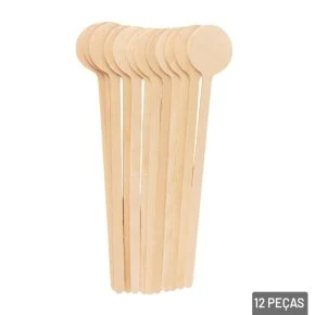 Colher Multiuso de Madeira 15cm 12 Pçs para Café Atacado