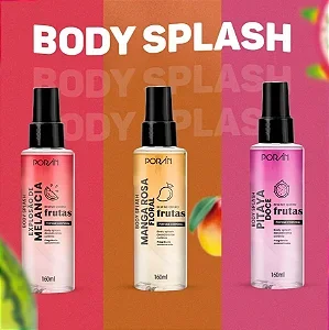 Kit 03 Unidades Body Splash Perfume Corporal Porán Manga Rosa, Melancia e Pitaya Atacado para Revenda