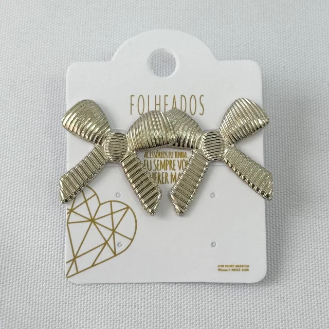 BRINCO FOLHEADO PRATA LAÇO TEXTURIZADO Atacado