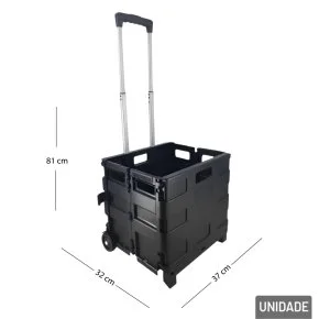 Carrinho de Plástico Dobrável 81x37cm Vira Maleta Atacado