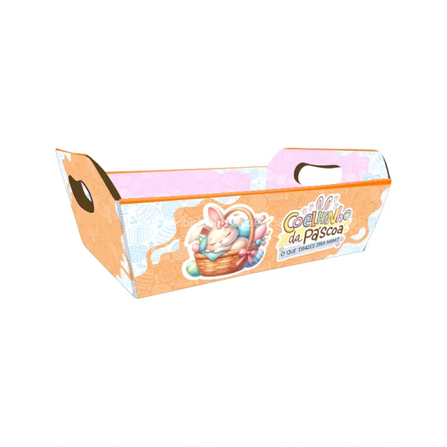Cesta de Papel Cartão M Coelhinho da Páscoa (Desmontada) Atacado