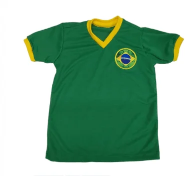 VER-M CAMISA VERDE GOLA V E PUNHOS AMARELOS Atacado