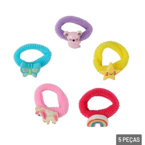 Elástico de Cabelo 5 Pçs Elastano Formatos Sortido Atacado