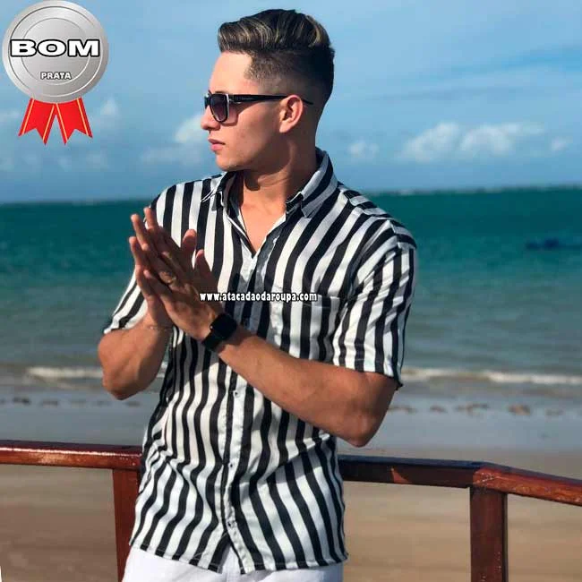 Camisa Social Listrada Masculina Atacado