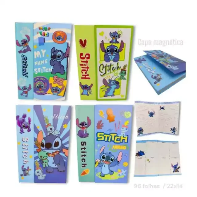 Kit C/6 Cadernos Planner Stitich Folhas decoradas tamanho A5 Atacado