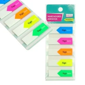 Marcador de Página 25 Folhas Cada 5 Cores Neon Atacado